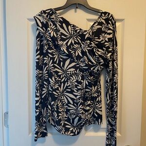 INC International Concepts Black and White Floral Blouse